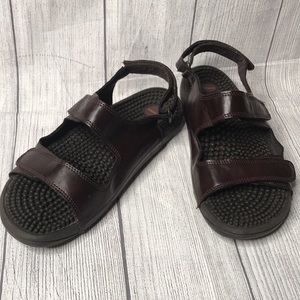 Kenkoh Brown Leather Massaging Sandals Mens size 9